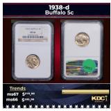 NGC 1938-d Buffalo Nickel 5c ms66 NGC