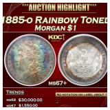 1885-o Morgan Dollar Rainbow Toned $1 ms67+ PCI