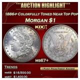 1886-p Morgan Dollar Colorfully Toned Near Top Pop