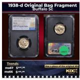 NGC 1938-d Buffalo Nickel Original Bag Fragment 5c
