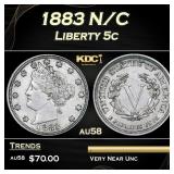 1883 N/C Liberty Nickel 5c Grades au58