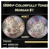 1886-p Morgan Dollar Colorfully Toned $1 Grades ms