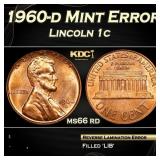 1960-d Lincoln Cent Mint Error 1c Grades ms66 rd