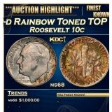 1949-d Roosevelt Dime Rainbow Toned TOP POP! 10c m