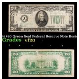 1934 $20 Green Seal Federal Reserve Note Boston, M