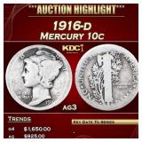 1916-d Mercury Dime 10c ag3 SEGS