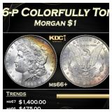 1886-p Morgan Dollar Colorfully Toned $1 ms66+ SEG