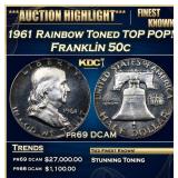 1961 Proof Franklin Half Dollar Rainbow Toned TOP