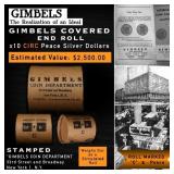 GIMBLES RARE 10 Coin Peace Silver Dollar Roll Circ