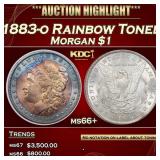 1883-o Morgan Dollar Rainbow Toned $1 ms66+ PCI