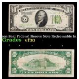 1928B $10 Green Seal Federal Reseve Note Redeemabl