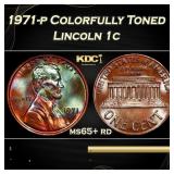 1971-p Lincoln Cent Colorfully Toned 1c Grades ms6