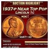 1937-p Lincoln Cent Near Top Pop 1c ms67+ rd SEGS