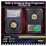 NGC 1938-d Buffalo Nickel Original Bag Fragment 5c