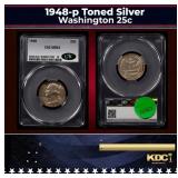 CACG 1948-p Washington Quarter Toned Silver 25c ms