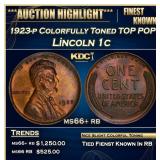 1923-p Lincoln Cent Colorfully Toned TOP POP! 1c m