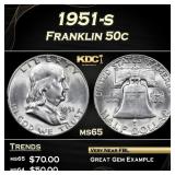 1951-s Franklin Half Dollar 50c Grades ms65