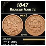 1847 Braided Hair Large Cent 1c Grades xf45