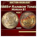 PCGS 1885-p Morgan Dollar Rainbow Toned $1 ms64 PC
