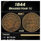 PCGS 1844 Braided Hair Large Cent 1c vf25 PCGS
