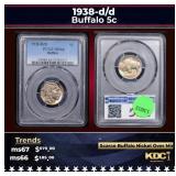 PCGS 1938-d/d Buffalo Nickel 5c ms66 PCGS