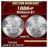1886-p Morgan Dollar $1 ms66 PL SEGS