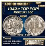 1942-p Mercury Dime TOP POP! 10c ms68+ FSB SEGS