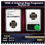 NGC 1938-d Buffalo Nickel Original Bag Fragment 5c