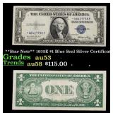 **Star Note** 1935E $1 Blue Seal Silver Certificat