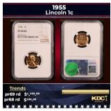 NGC 1955 Proof Lincoln Cent 1c pr68 rd NGC