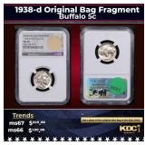 NGC 1938-d Buffalo Nickel Original Bag Fragment 5c