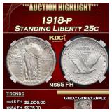 1918-p Standing Liberty Quarter 25c ms65 FH PGA