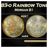 PCGS 1883-o Morgan Dollar Rainbow Toned $1 ms64 PC