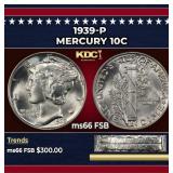 1939-p Mercury Dime 10c ms66 FSB SEGS