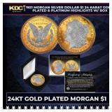 1921 Genuine AU Morgan 24KT Gold Clad & Platinum H