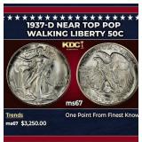 1937-d Walking Liberty Half Dollar Near Top Pop 50