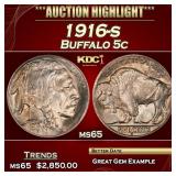 1916-s Buffalo Nickel 5c ms65 SEGS