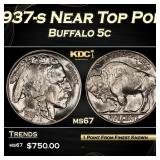 1937-s Buffalo Nickel Near Top Pop 5c ms67 SEGS