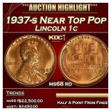 1937-s Lincoln Cent Near Top Pop 1c ms68 rd SEGS