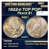 1922-d Peace Dollar TOP POP! $1 ms67+ SEGS