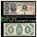 1891 $1 Treasury Note Edwin M Stanton Grades xf Si