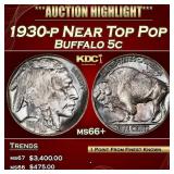 1930-p Buffalo Nickel Near Top Pop 5c ms66+ SEGS