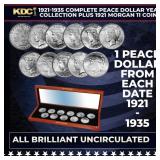 1921-1935 Complete Peace Dollar Year Collection Pl