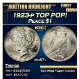 1923-p Peace Dollar TOP POP! $1 ms67+ SEGS
