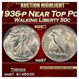 1936-p Walking Liberty Half Dollar Near Top Pop 50