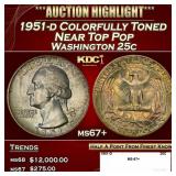 1951-d Washington Quarter Colorfully Toned Near To