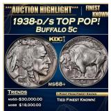 1938-d/s Buffalo Nickel TOP POP! 5c ms68+ SEGS