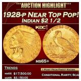 1928-p Gold Indian Quarter Eagle Near Top Pop! $2