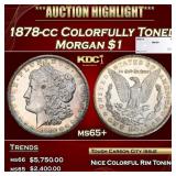 1878-cc Morgan Dollar Colorfully Toned $1 ms65+ SE