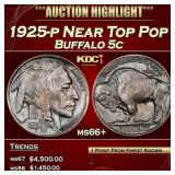 1925-p Buffalo Nickel Near Top Pop 5c ms66+ SEGS